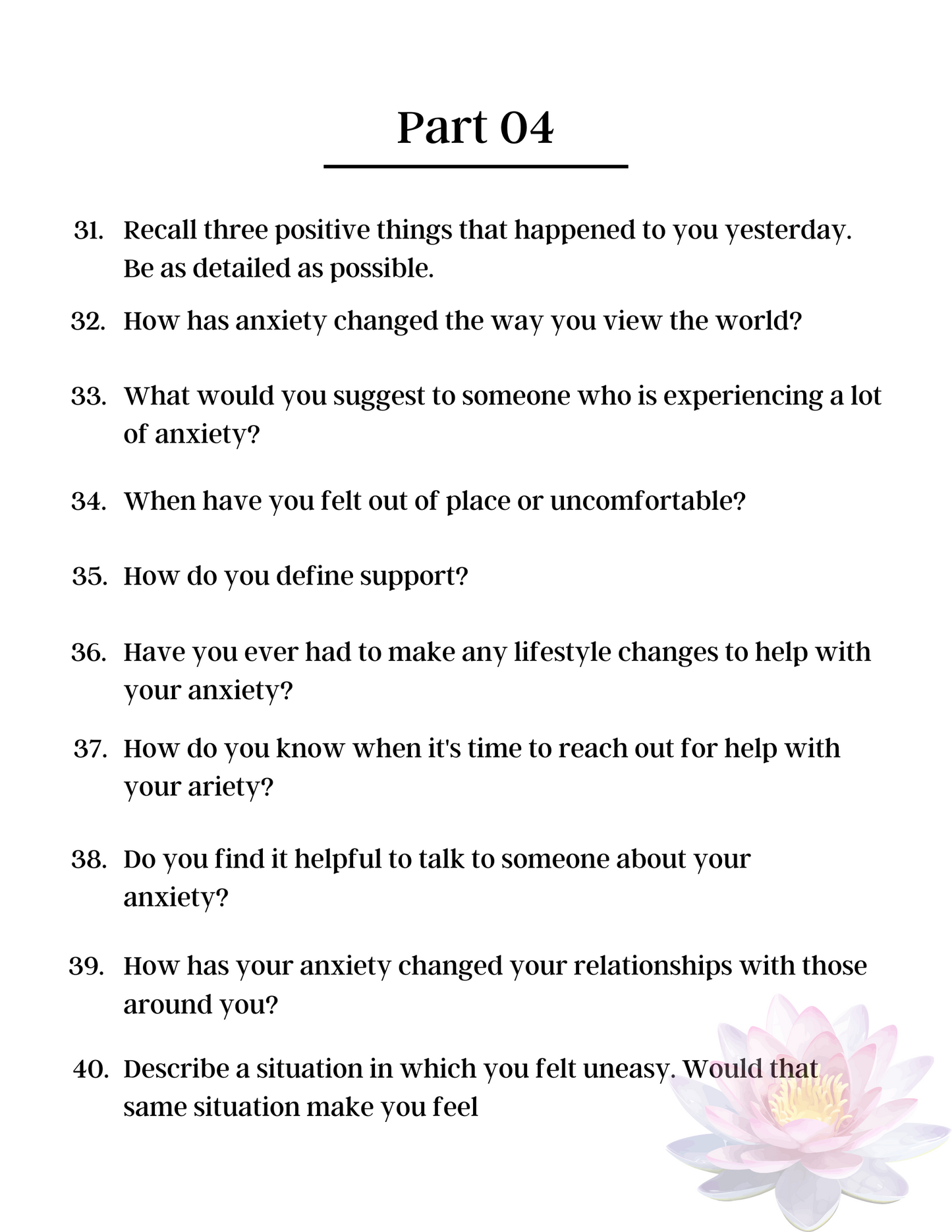 100 Deep Anxiety Prompts
