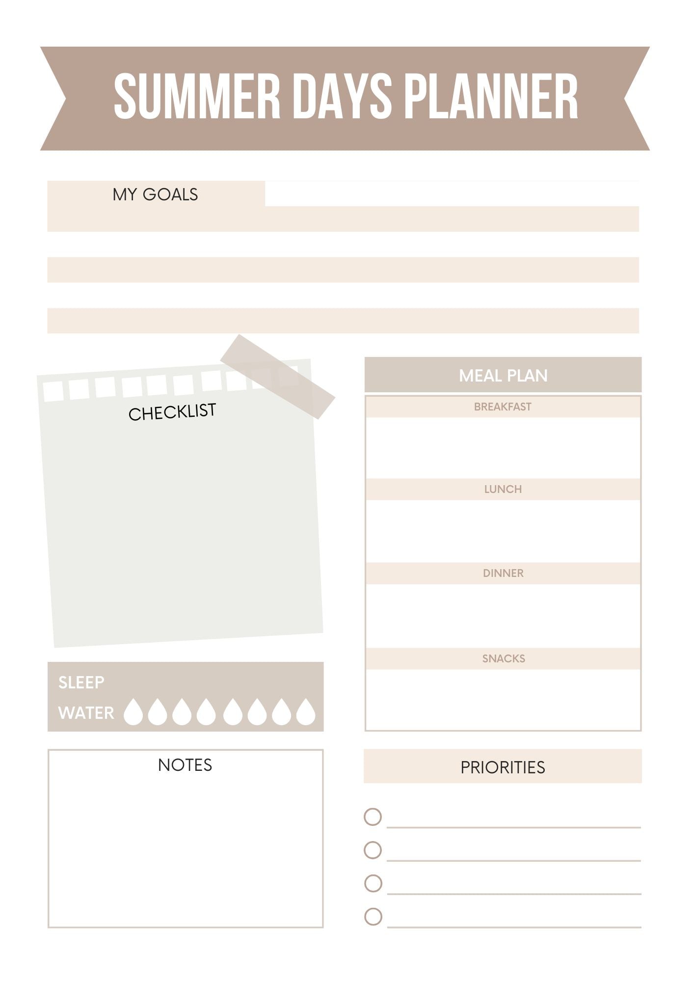 Kids Summer Planner