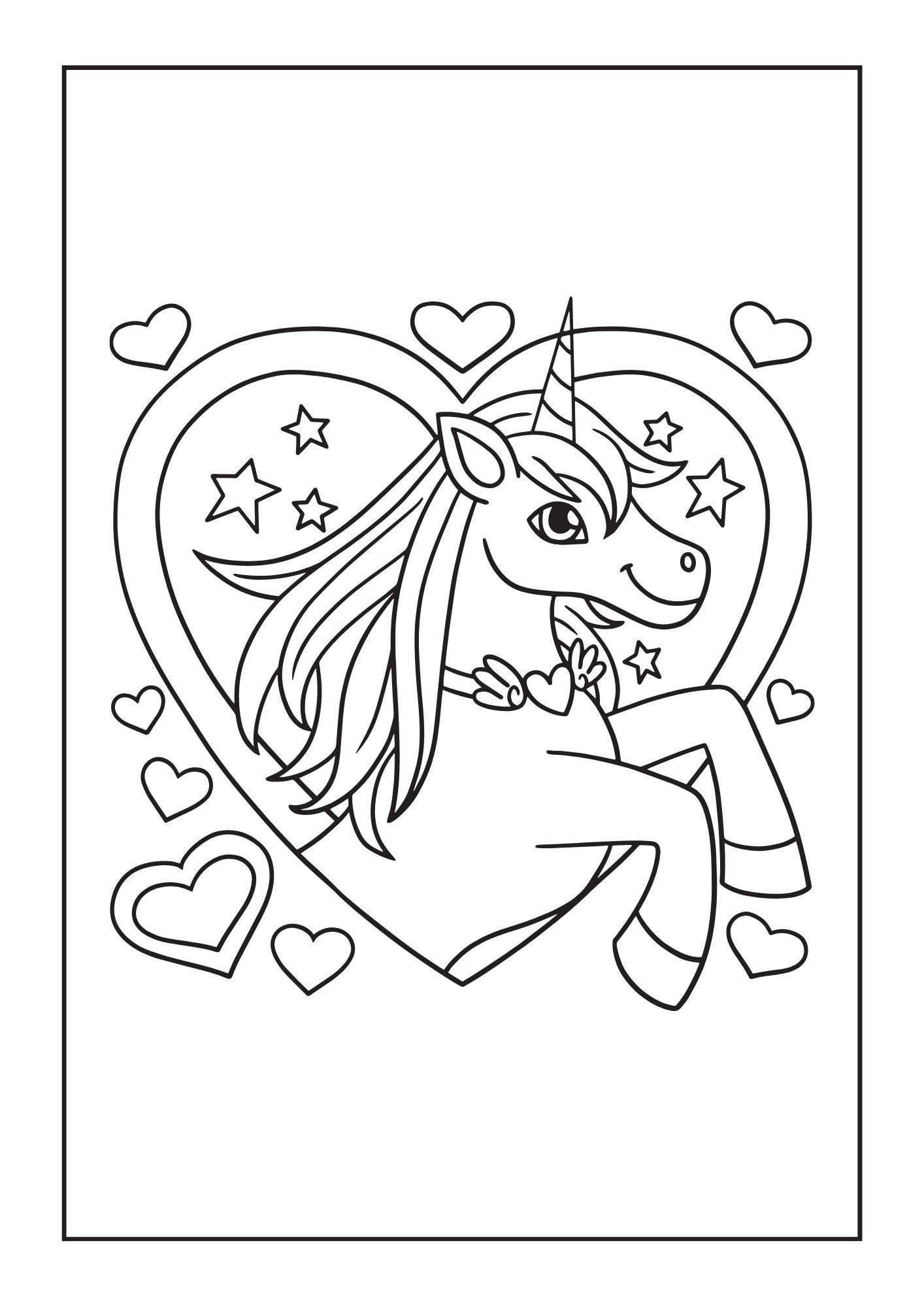 Pink Unicorns Coloring Book