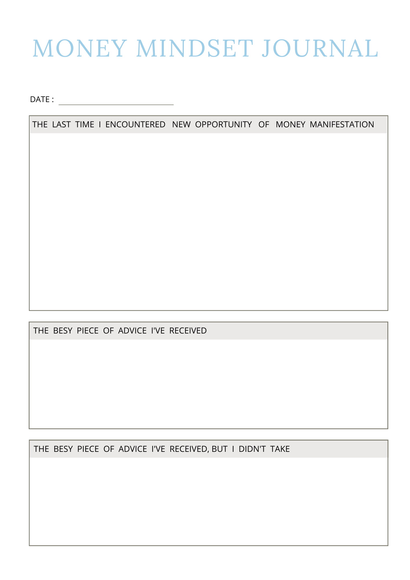 Money Mindset Journal