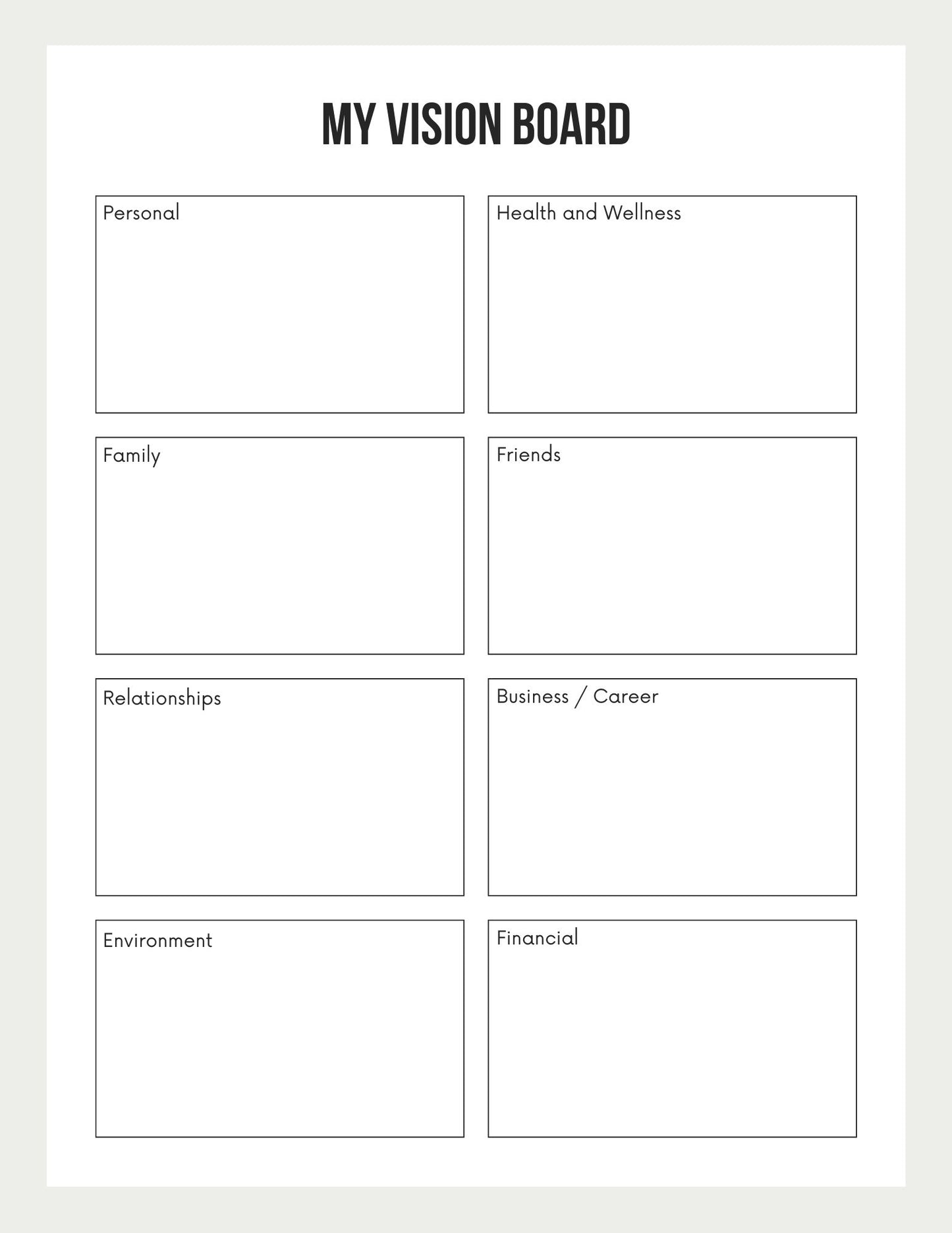 Vision Board Workbook