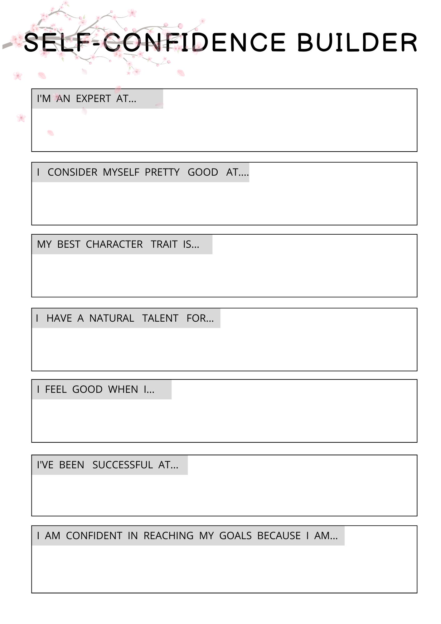 Self Confidence Planner