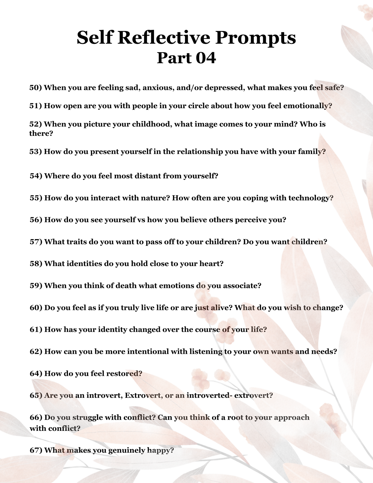 100 Self Reflective Prompts