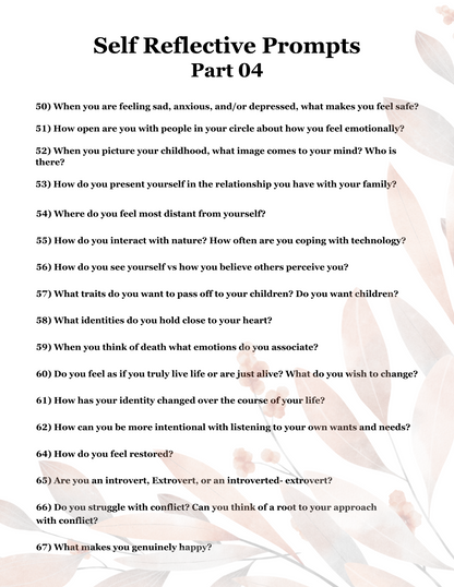 100 Self Reflective Prompts