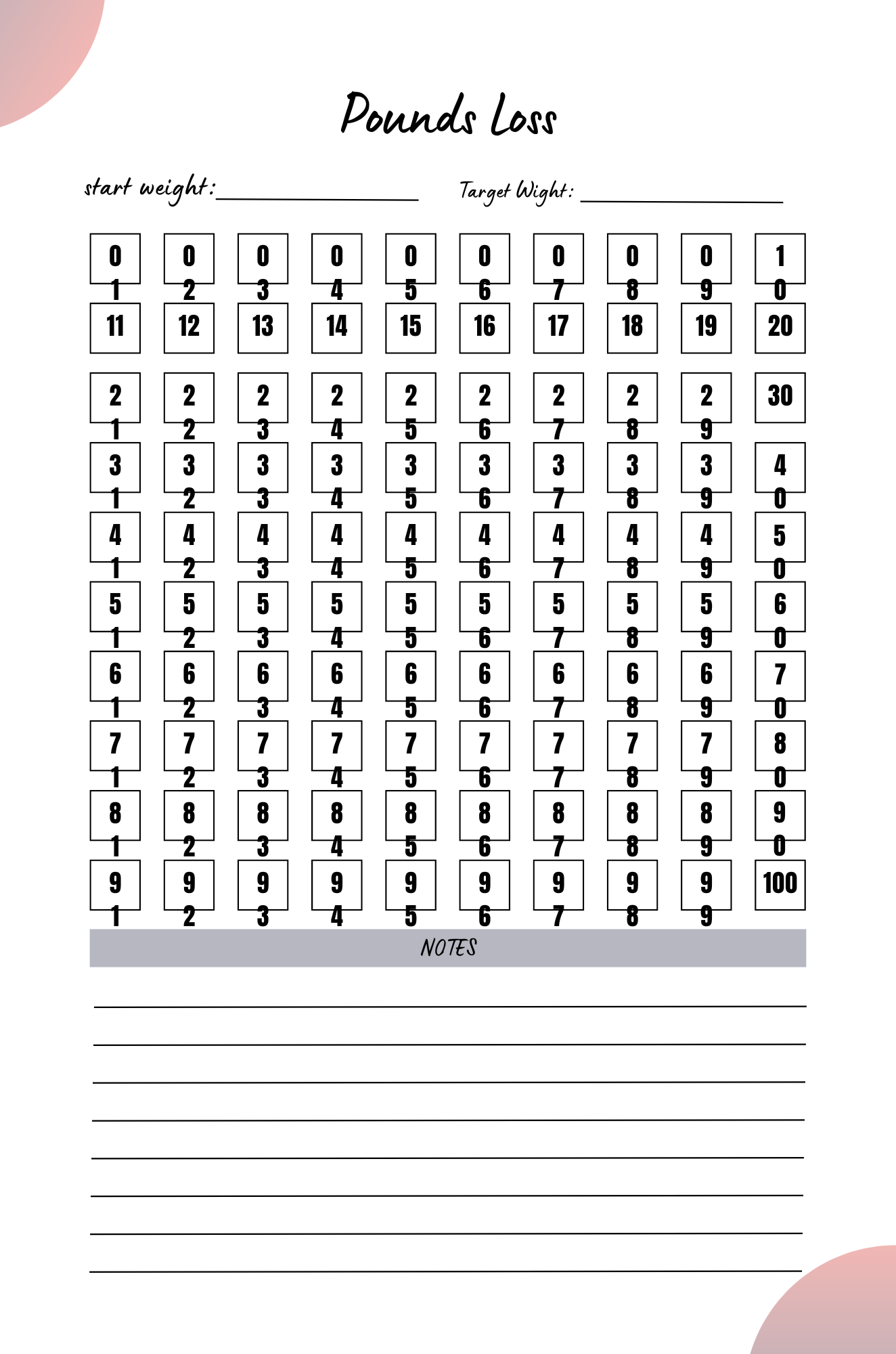 12 Week Weight Loss Planner