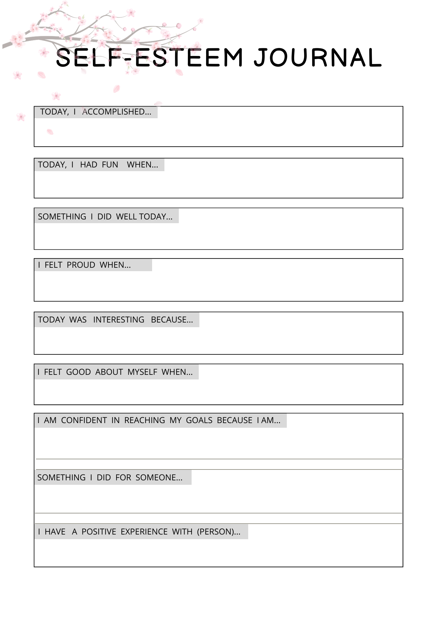 Self Confidence Planner