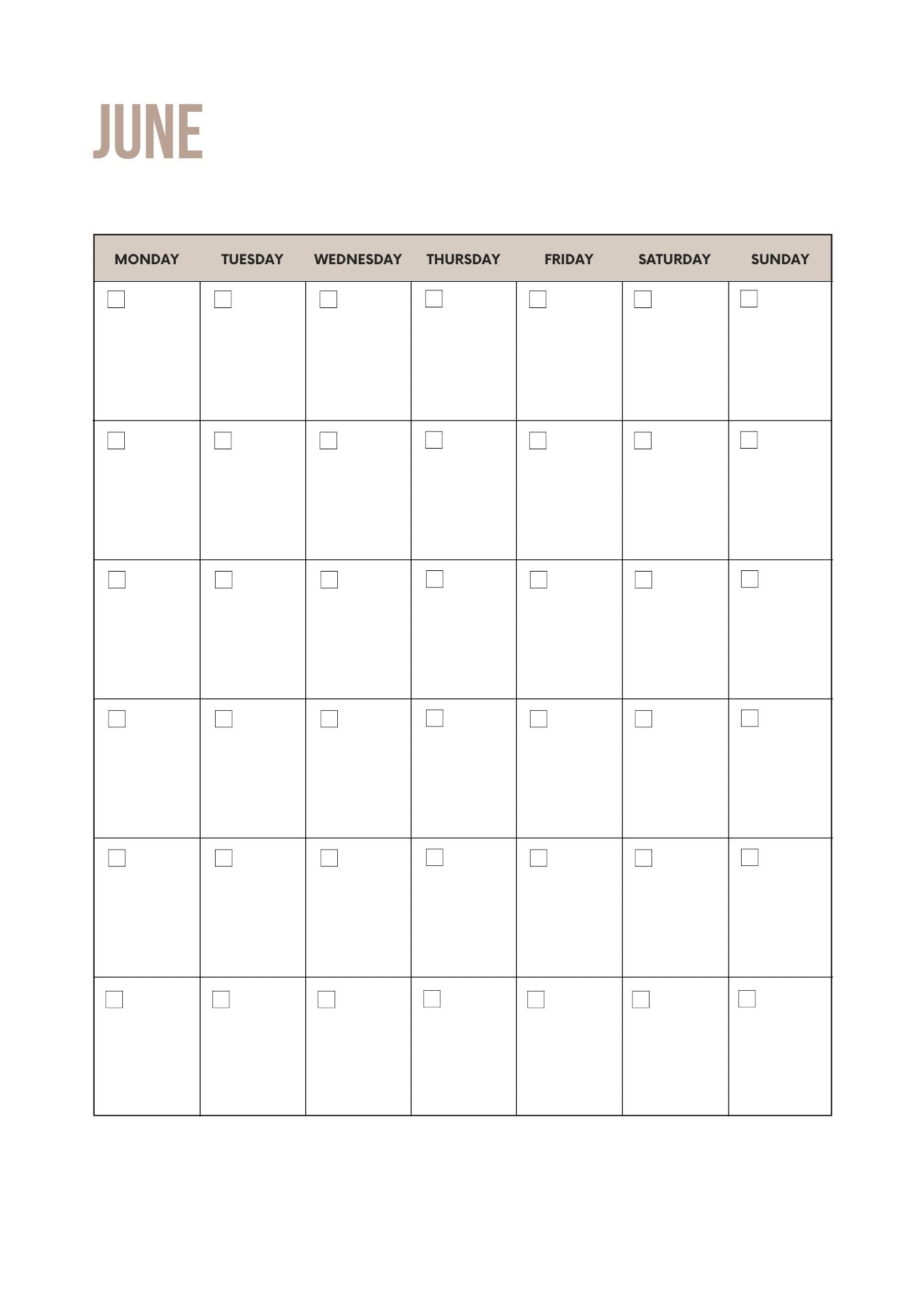 Yearly Calendar Undated