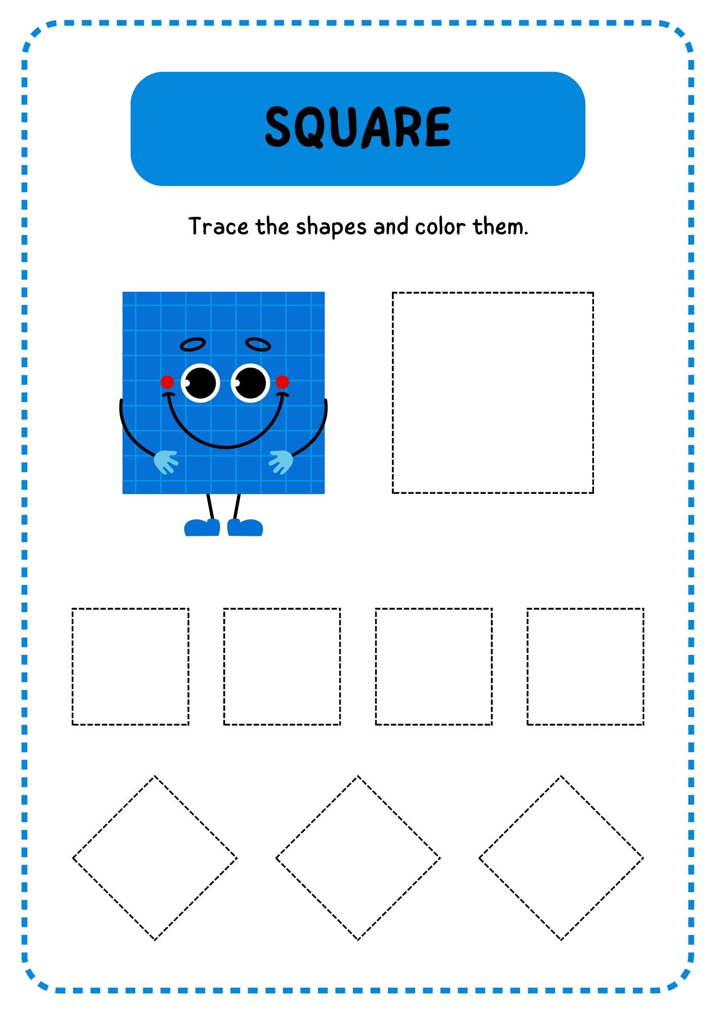 Colourful Fun Trace Geometric Shapes Math Worksheet