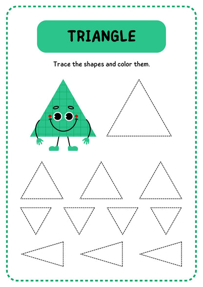 Colourful Fun Trace Geometric Shapes Math Worksheet