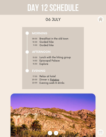 Honeymoon Itinerary Template for Tablet