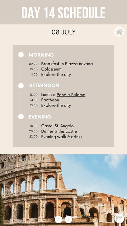 Honeymoon Itinerary Template for Mobile