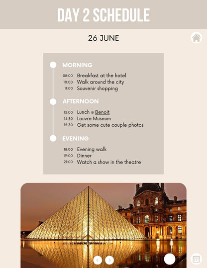 Honeymoon Itinerary Template for Tablet