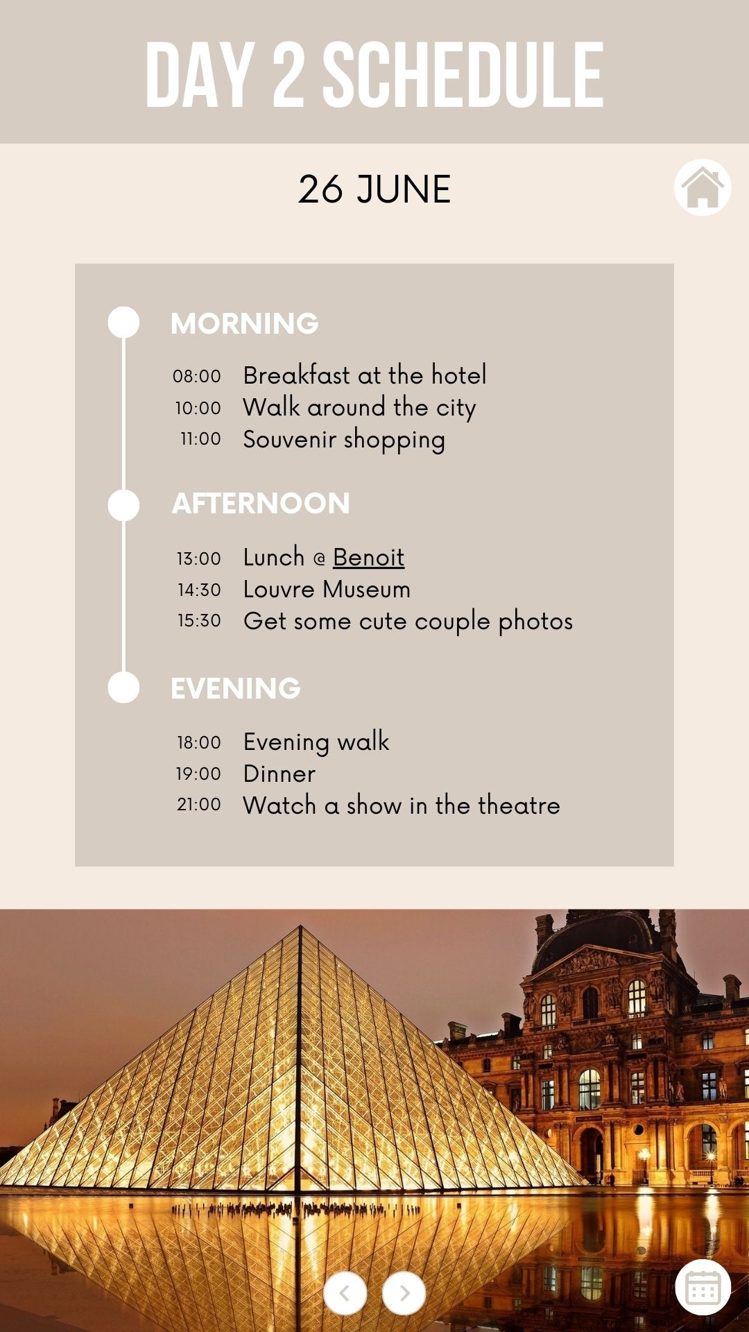 Honeymoon Itinerary Template for Mobile