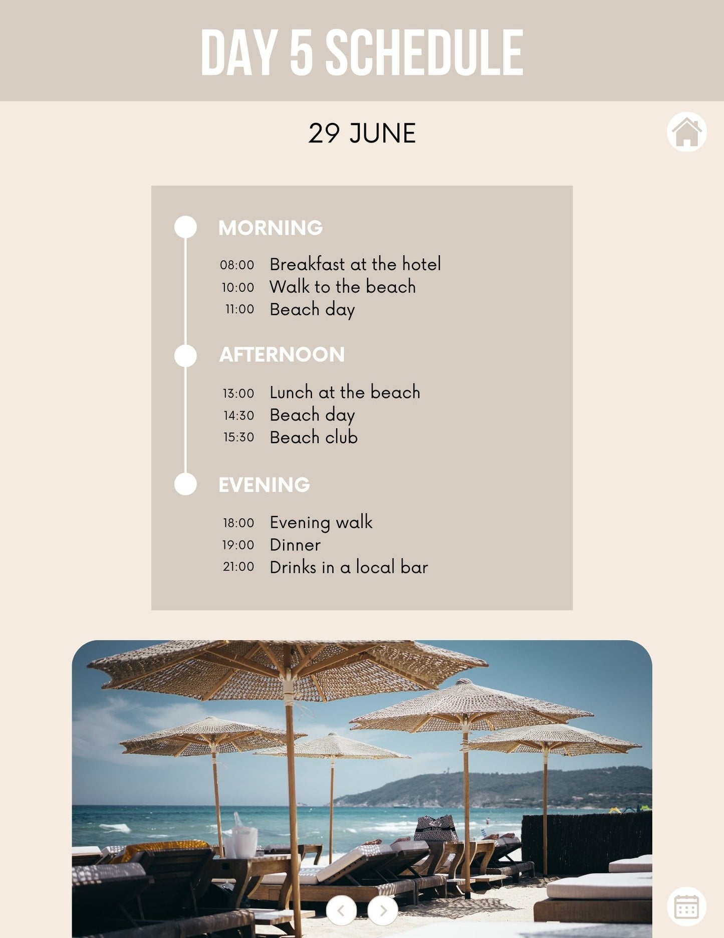 Honeymoon Itinerary Template for Tablet
