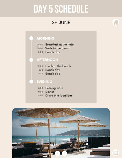 Honeymoon Itinerary Template for Tablet