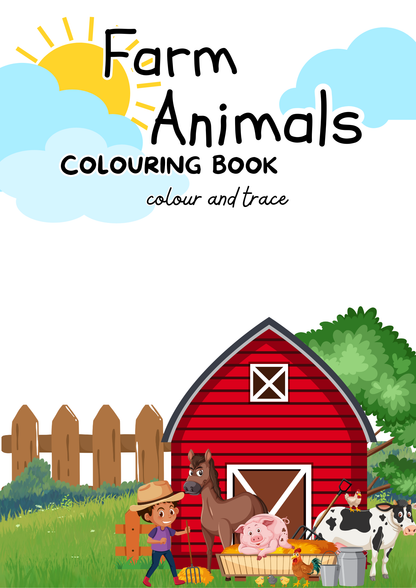Farm Animal Trace and Colour Book