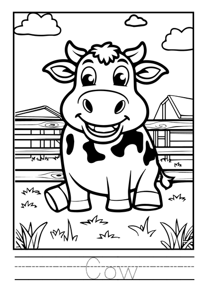 Farm Animal Trace and Colour Book