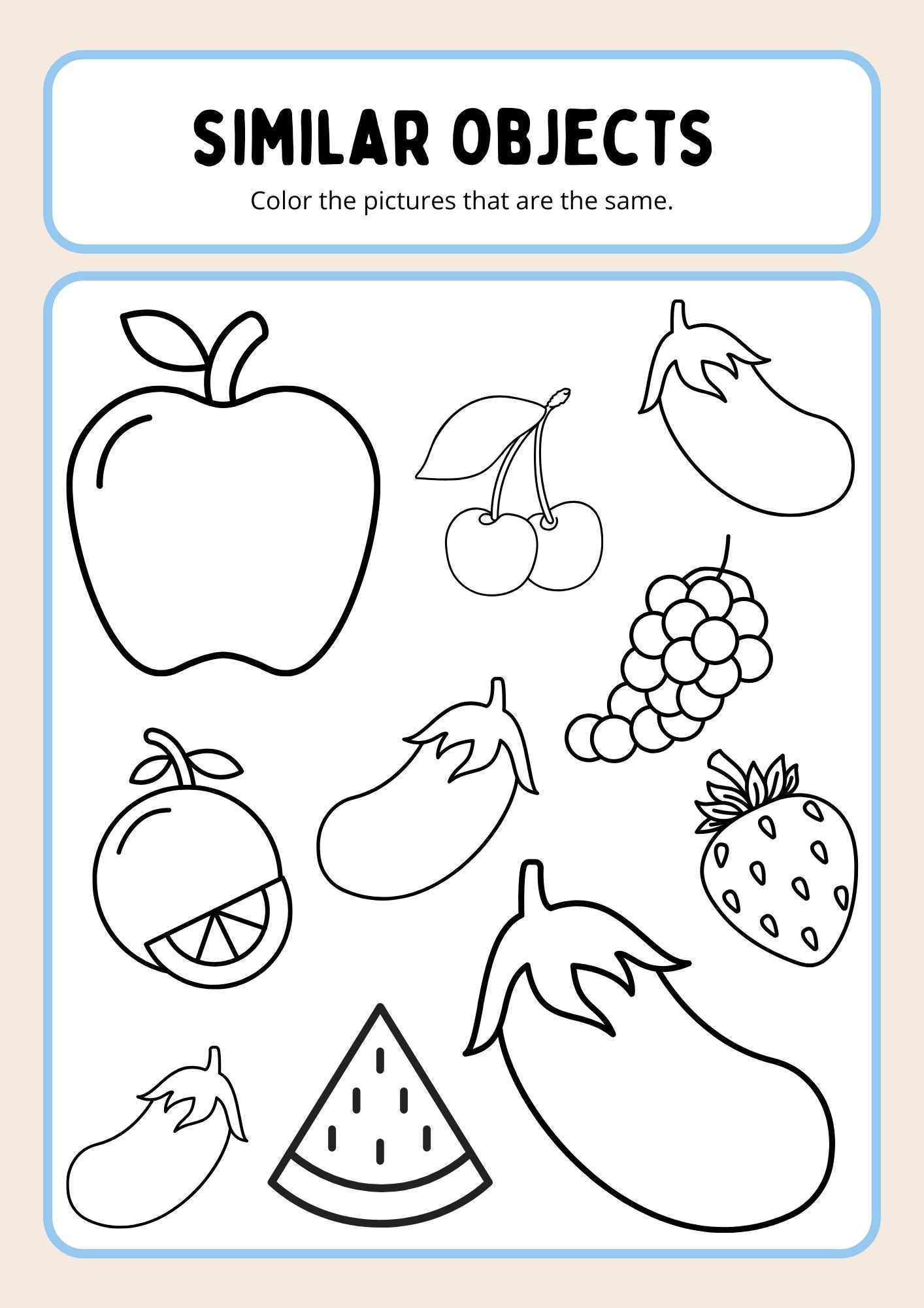 Same And Different Activity Book Worksheet