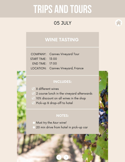 Honeymoon Itinerary Template for Tablet